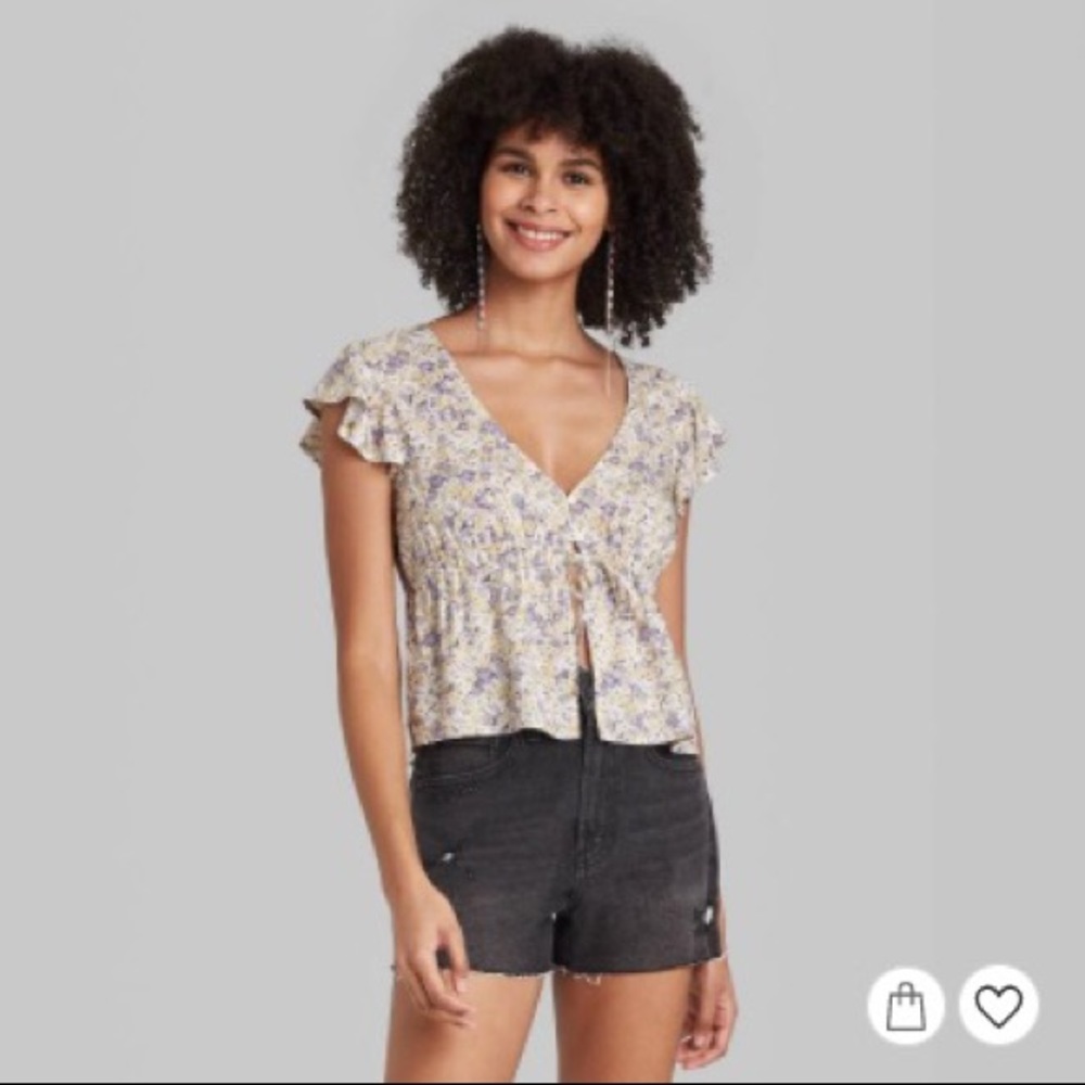 Wild Fable yellow and purple floral blouse